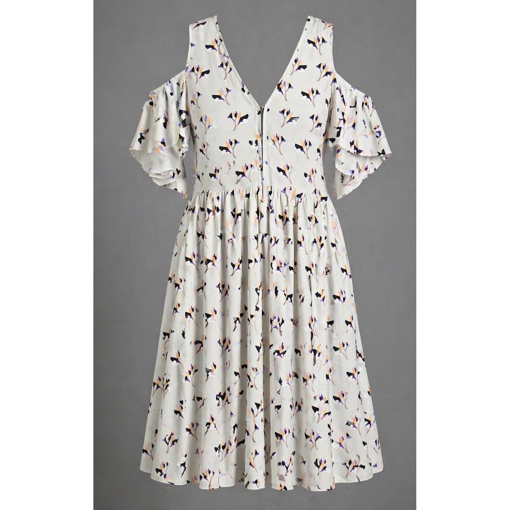 Women's Rebecca Minkoff Large Floral Cold Shoulder Flutter Sleeve Midi Dress